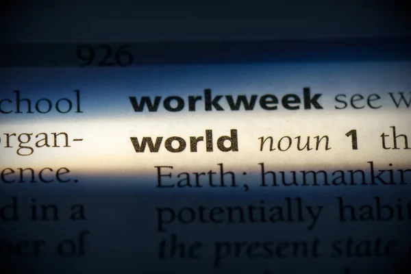 Sözlükte Vurgulanan Dünya Kelimesi Görünümü Kapat — Stok fotoğraf
