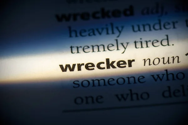 Wrecker Word Highlighted Dictionary Close View — Stock Photo, Image