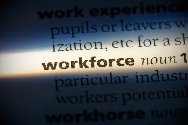 Werknemerswoord Benadrukt Woordenboek Van Dichtbij Bekeken — Stockfoto