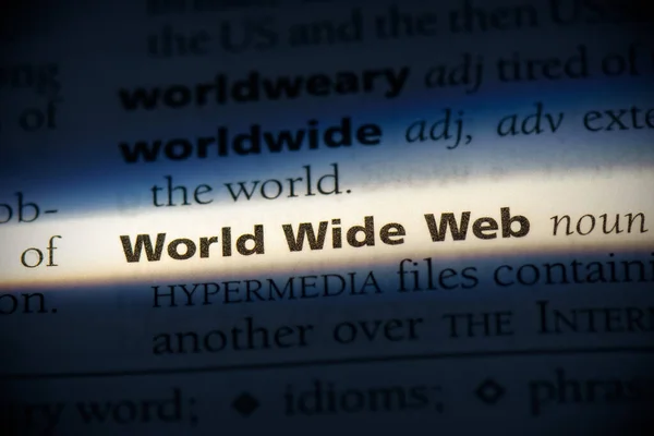 Wereldwijd Webwoord Gemarkeerd Woordenboek Close Bekijken — Stockfoto