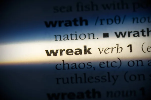 Wreak Word Destacado Dicionário Close View — Fotografia de Stock