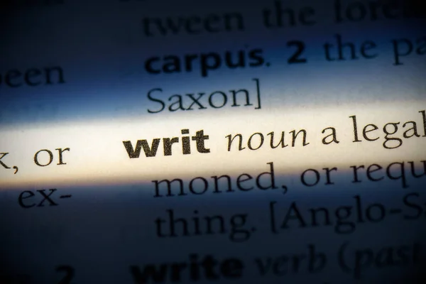 Writ Word Destacado Dicionário Close View — Fotografia de Stock