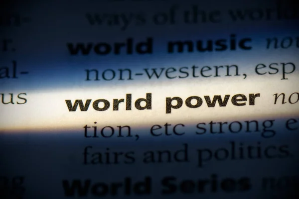 World Power Word Highlighted Dictionary Close View — Stock Photo, Image