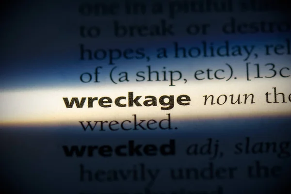 Wreckage Word Destacado Dicionário Close View — Fotografia de Stock