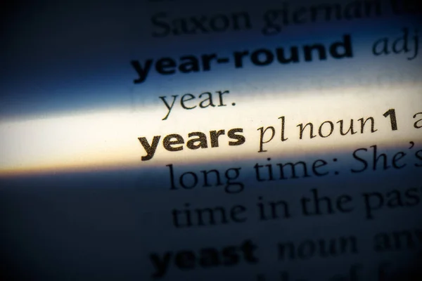 Years Word Highlighted Dictionary Close View — Stock Photo, Image