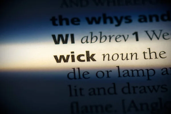 Wick Word Τονισμένη Στο Λεξικό Προβολή Close — Φωτογραφία Αρχείου