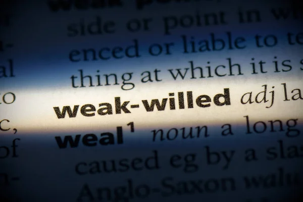 Weak Willed Word Highlighted Dictionary Close View — Stock Photo, Image