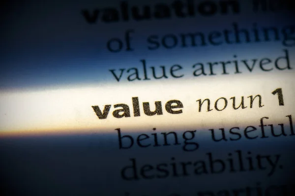 Value Word Highlighted Dictionary Close View — Stock Photo, Image