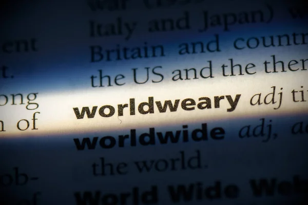 Worldweary Word Destaque Dicionário Close View — Fotografia de Stock