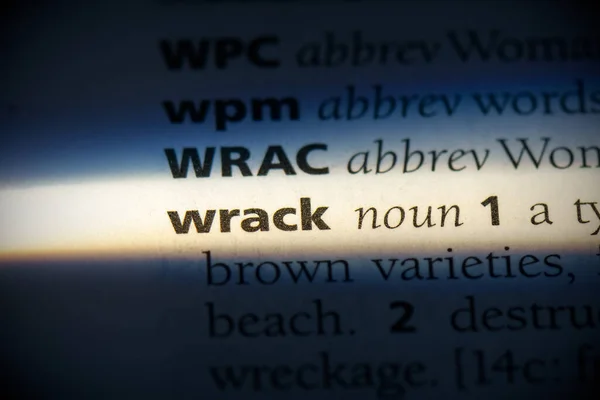 Слово Wrack Выделенное Словаре Крупным Планом — стоковое фото