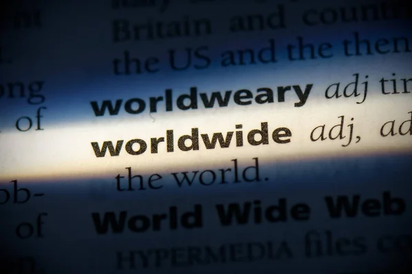 Maailmanlaajuinen Sana Korostettu Sanakirjassa Lähikuva — kuvapankkivalokuva