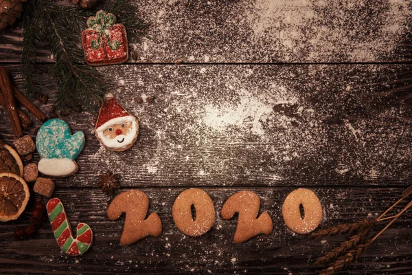 Different Ginger Cookies 2020 Year — Stock Photo, Image