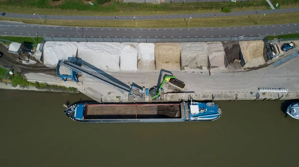 Loading Barge Sand Rubble Small Berth — Stock Photo, Image
