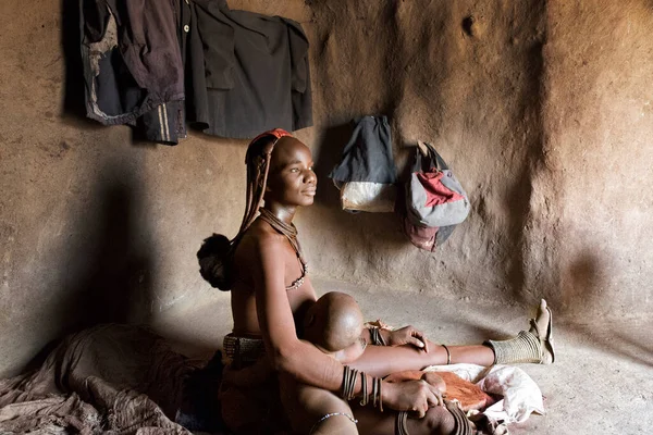 Retrato Uma Mulher Nativa Himba Namíbia — Fotografia de Stock