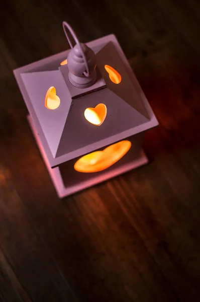 Lanternă Formă Inimă Concept Valentine — Fotografie, imagine de stoc