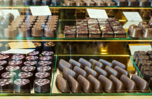 Loja Chocolates Vista Perto — Fotografia de Stock
