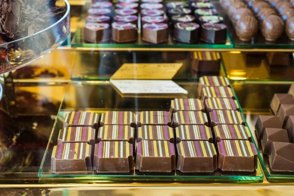 Loja Chocolates Vista Perto — Fotografia de Stock