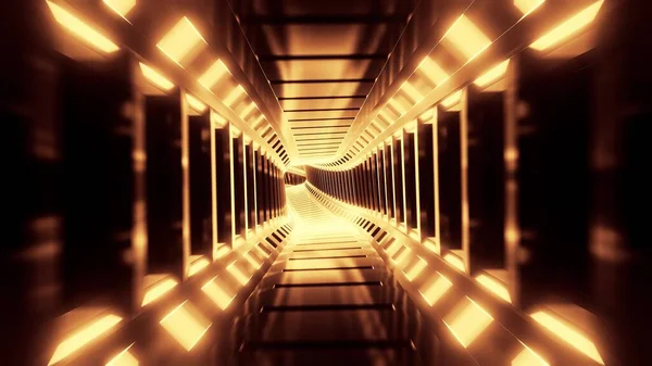 Futurystyczny Sci Przestrzeń Korytarz Tunelu Świecącymi Światłami Ilustracja Tło Tapeta — Zdjęcie stockowe