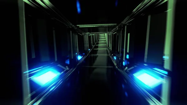 futuristic science-fiction style tunnel corridor, 3d illustration background