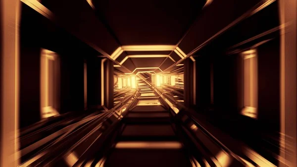 Futurystyczny Sci Przestrzeń Korytarz Tunelu Świecącymi Światłami Ilustracja Wizualne Tło — Zdjęcie stockowe
