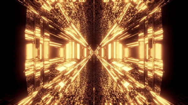 Abstract Textured Sci Tunnel Corridor Lights Illustration Wallpaper Background — Stock Photo, Image