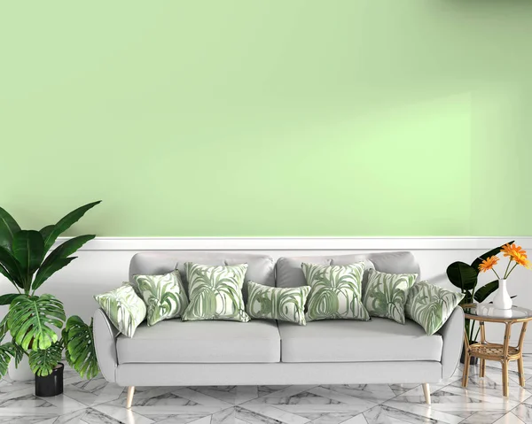 Diseño Tropical Sillón Planta Gabinete Piso Granito —  Fotos de Stock