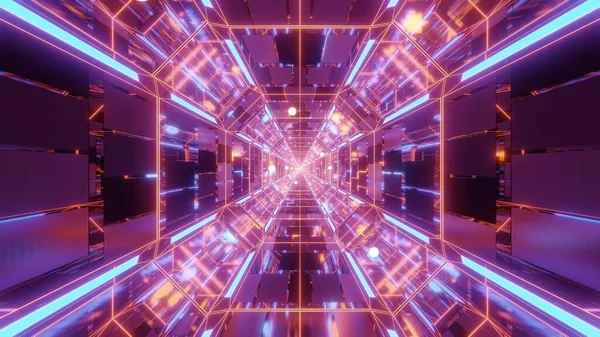 futuristic science-fiction tunnel corridor, 3d illustration background