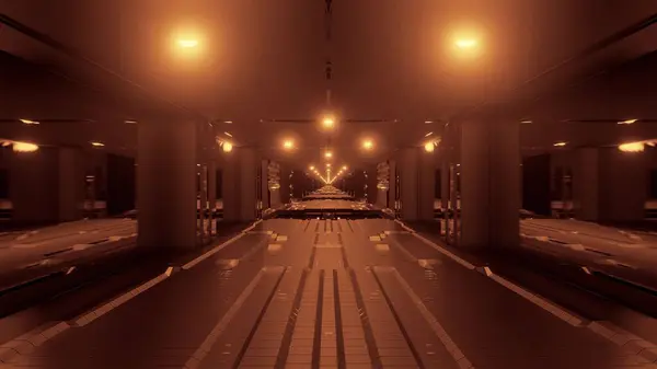 Futurystyczny Korytarz Tunelowy Stylu Science Fiction Tło Ilustracji — Zdjęcie stockowe