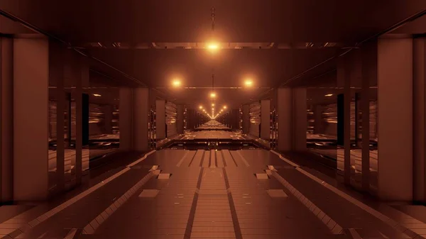 Futurystyczny Korytarz Tunelu Scifi Świecącymi Światłami Ilustracja Tło Tapety — Zdjęcie stockowe