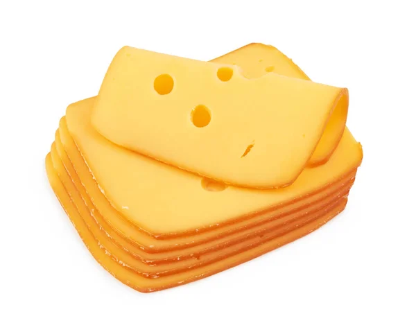 Plátkový Sýr Bílém Pozadí — Stock fotografie