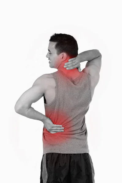 Portrait Sports Man Having Back Pain — Stock Photo, Image