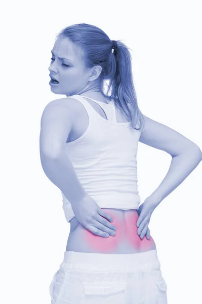 Mujer Joven Masajeando Espalda —  Fotos de Stock