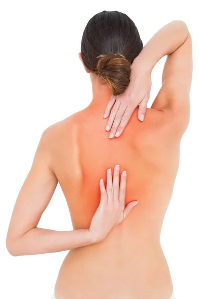Rückansicht Einer Fitten Oben Ohne Frau Mit Rückenschmerzen — Stockfoto