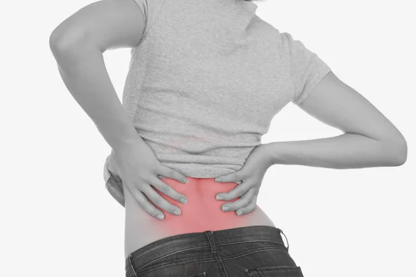 Vista Trasera Mujer Con Dolor Espalda —  Fotos de Stock