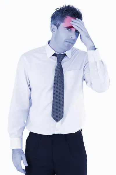 Portrait Sad Business Manager His Hand His Forehead — Stock Photo, Image