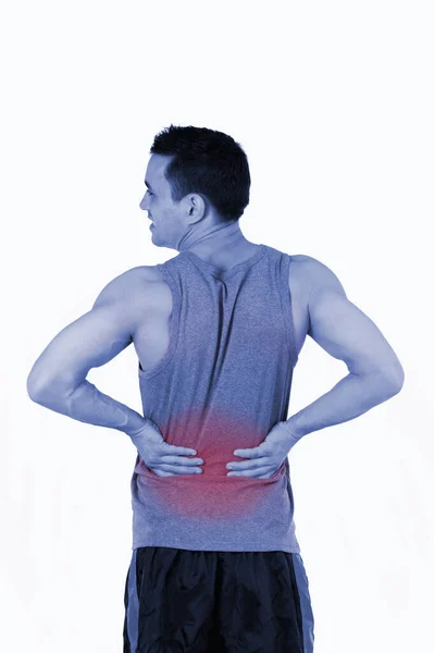 Portrait Man Having Back Pain — Stock Photo, Image