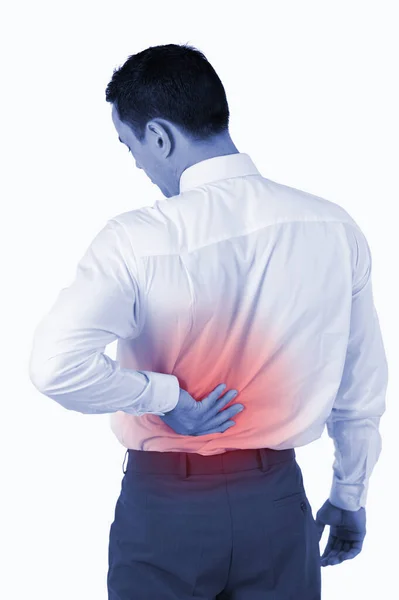 Young Handsome Businessman Suffering Back Pain — Stock Photo, Image