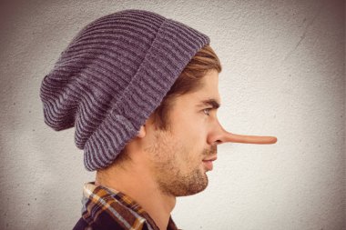 Kendine güvenen hipsterın profil görünümünün birleşik görüntüsü