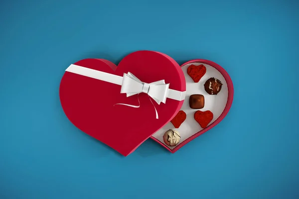 Kalp Şekilli Kutu Şeker Bileşik Görüntü — Stok fotoğraf