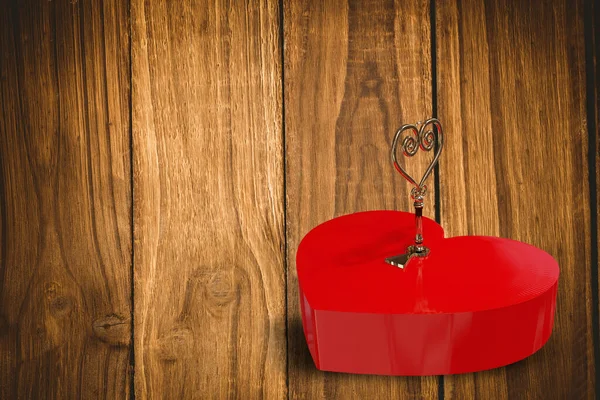 Bright Red Heart Shaped Lock Key — Foto de Stock