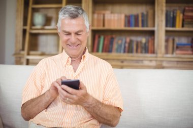 Komuta sizde cep telefonuyla oturma odasında