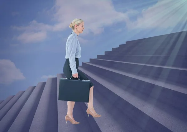 Woman using stairs for background