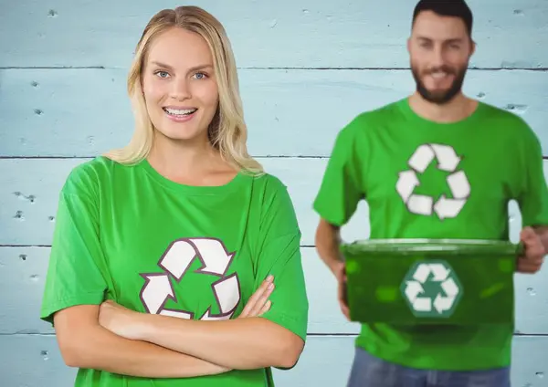 Couple Volunteer Recycling — Stock Photo, Image