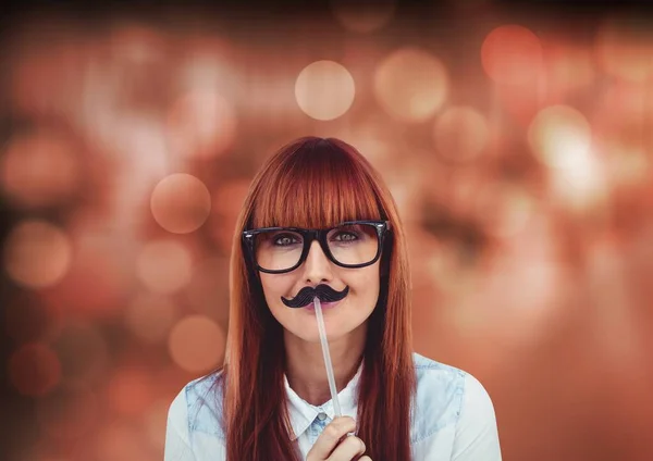 Kvinna Med Mustasch För Bakgrund — Stockfoto