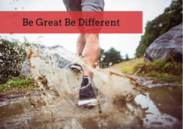 Sportman running in mud with motivation quote