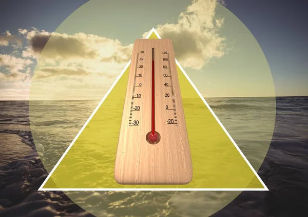 Thermometer Und Form Vor Meeresgrund — Stockfoto