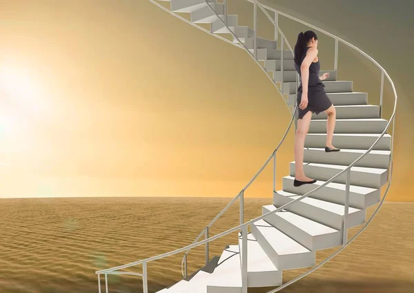 Businesswoman Using Stairs Background View — Stock Photo, Image
