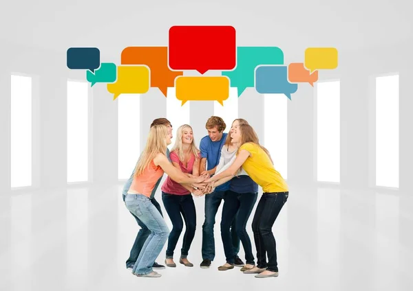 Cheerful Group Friend White Room — Stock Photo, Image