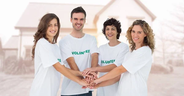 Digital Composite Volunteers Holding Hands — Stock Photo, Image