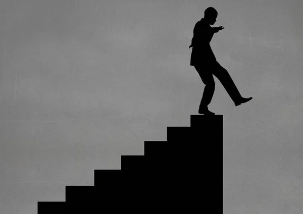 Homem Sombra Usando Escadas — Fotografia de Stock